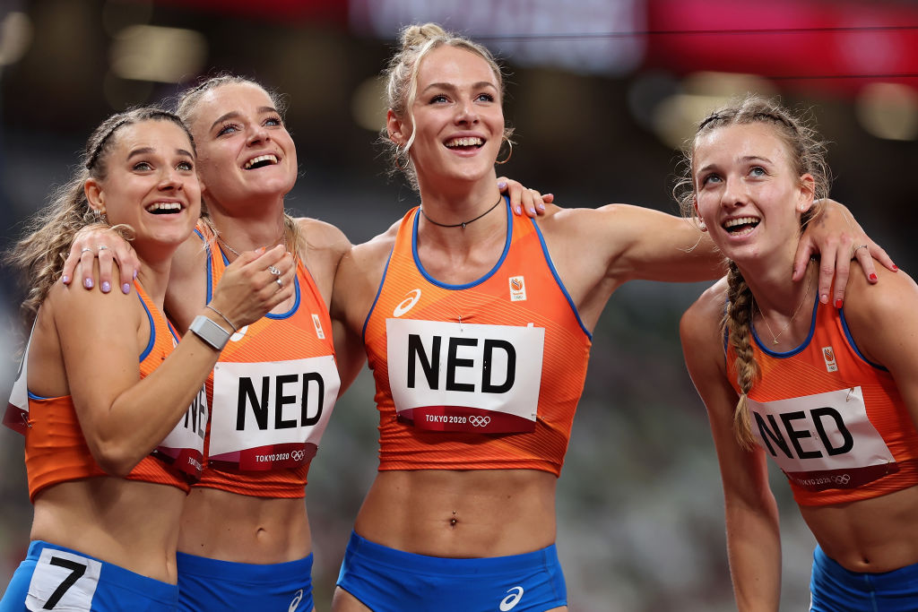 2021: Olympische finale 4x400 meter in Tokio met Laura en Lisanne de Witte, Lieke Klaver en Femke Bol.
